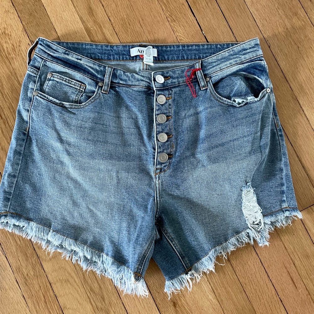 ARULA Blue Distressed Jean Shorts